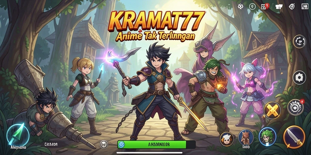 Screenshot menampilkan aksi seru dalam gameplay Anime KRAMAT77.