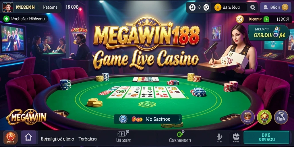 Screenshot MEGAWIN188 menampilkan dealer langsung dan permainan seru di Live Casino.