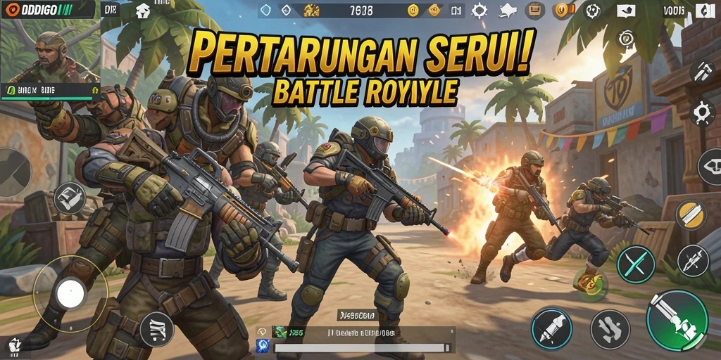 Tampilan gameplay ODDIGO yang intens di arena Battle Royale.